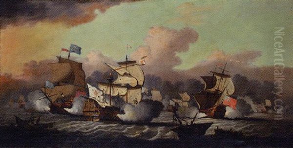 The Battle Of La Hogue Oil Painting by Willem van de Velde the Elder