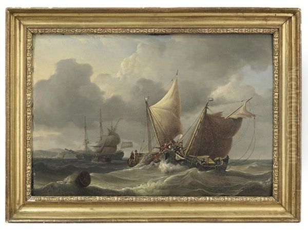 Dutch Shipping Boats Colliding In A Heavy Sea Oil Painting by Willem van de Velde the Younger