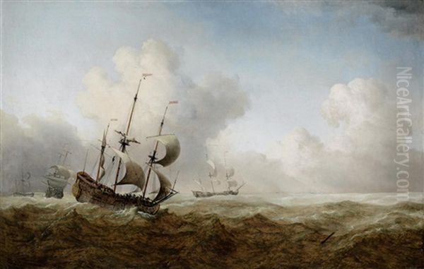 Shipping In Rough Seas by Willem van de Velde the Younger