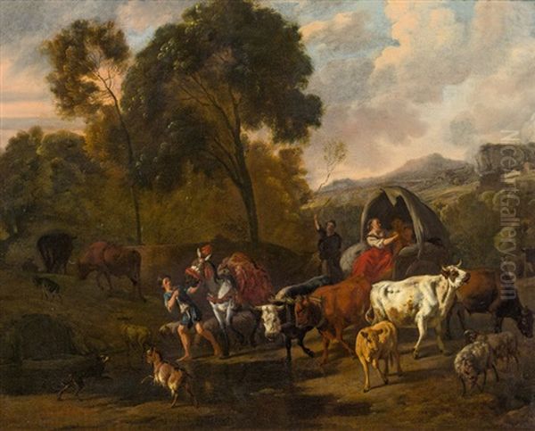 Reisende In Einer Berglandschaft Oil Painting by Adriaen Van De Velde