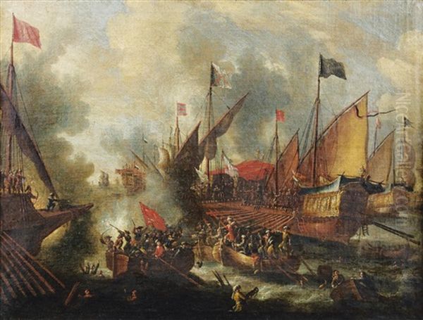 Episode De La Bataille De Lepante Oil Painting by Peter van den Velde