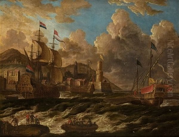 Escena Portuaria Oil Painting by Peter van den Velde