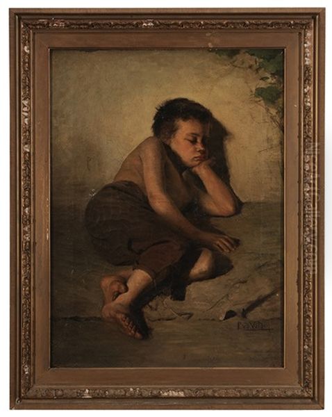 Sleeping Street Urchin Oil Painting by Paulus Petrus van der Velden