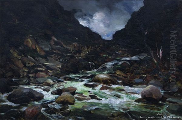 Mountain Stream, Otira Gorge Oil Painting by Petrus Carel van de Velden