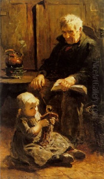 A Precious Moment Oil Painting by Petrus Carel van de Velden