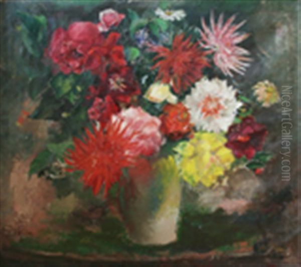 Blumenstillleben Oil Painting by Anton Velim