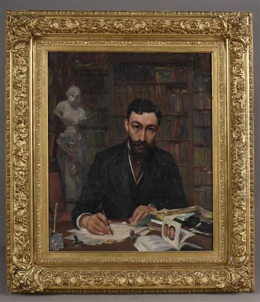 Portrait Du Docteur Mello Vianna Dans Son Interieur Oil Painting by Jose Velloso Salgado