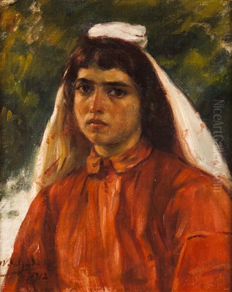 Menina Oil Painting by Jose Velloso Salgado