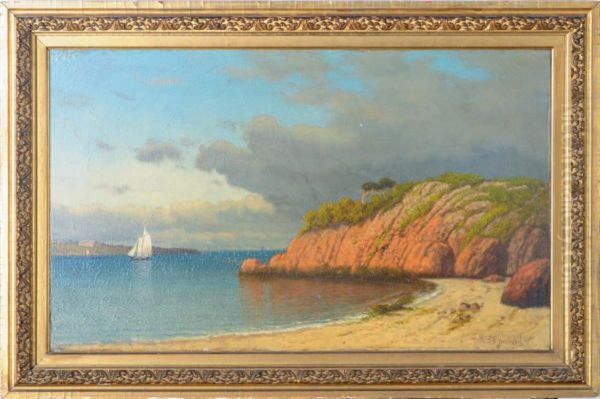 Coastal Scene Oil Painting by James Renwick Brevoort