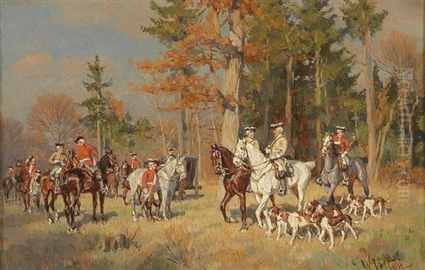 Setting Off For The Hunt Oil Painting by Wilhelm Velten