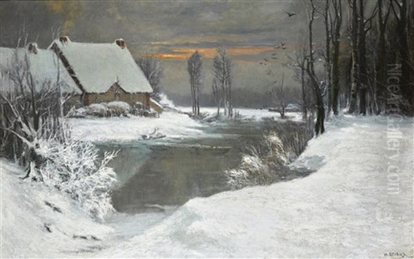 Winter Landscape Oil Painting by Ivan Augustovitch Veltz