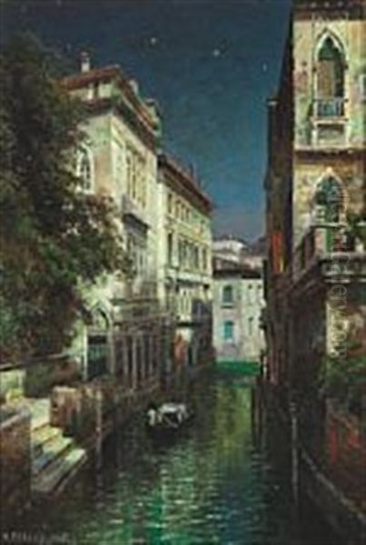 Venice In Moonlight Oil Painting by Ivan Augustovitch Veltz