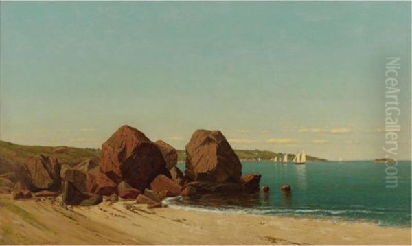 Half Moon In A Cove At Gloucester Bay Oil Painting by James Renwick Brevoort