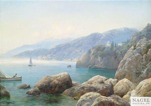 Sommerliche Kustenlandschaft Mit Segelbooten Oil Painting by Ivan Augustovitch Veltz