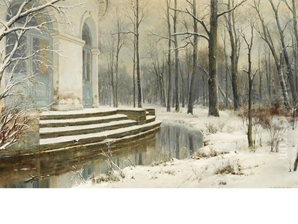 First Snow Oil Painting by Ivan Augustovitch Veltz