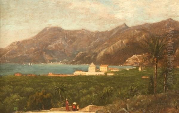 View Of An Italian Port With Figures Oil Painting by James Renwick Brevoort