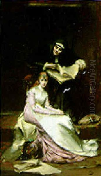 Dante And Beatrice Oil Painting by Anatole Vely