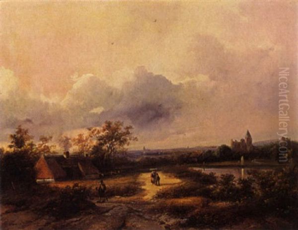 By The River Oil Painting by Johanes Petrus van Velzen