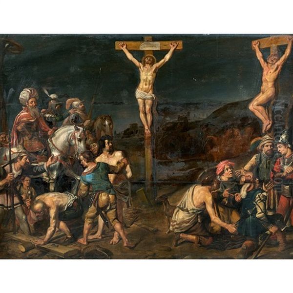 La Crucifixion Entre Les Larrons Oil Painting by Francois (Vernando) Venant