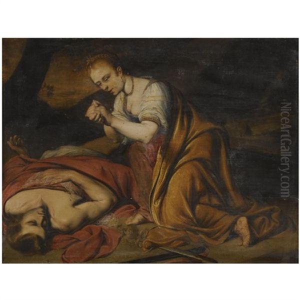 Pyramus And Thisbe Oil Painting by Francois (Vernando) Venant