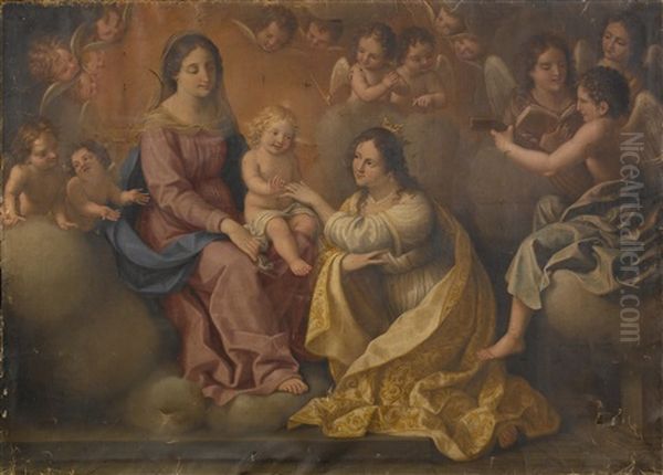 Die Mystische Vermahlung Der Heiligen Katharina Oil Painting by Giovanni Venanzi Di Pesaro