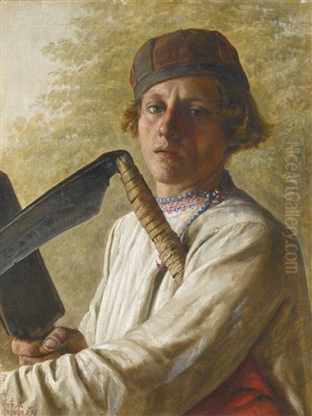 Portrait Of A Reaper Oil Painting by Alexei Gavrilovich Venetsianov