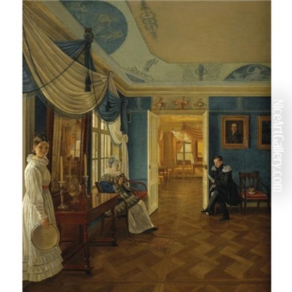 Interior Oil Painting by Alexei Gavrilovich Venetsianov