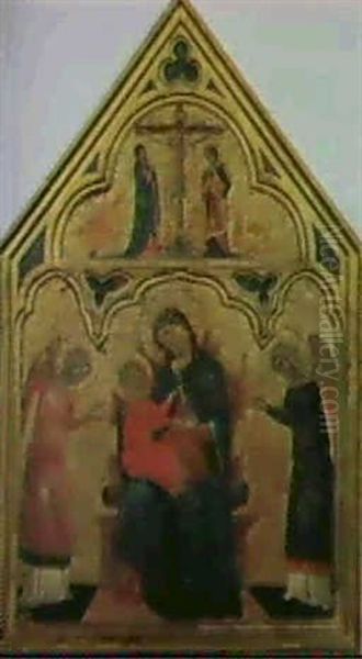 Madonna In Trono Col Bambino E Angeli, Sormontato Da Una    Crocifissione by Paolo Veneziano