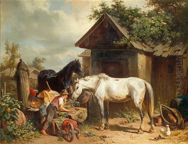 On The Farm Oil Painting by Adolph van der Venne