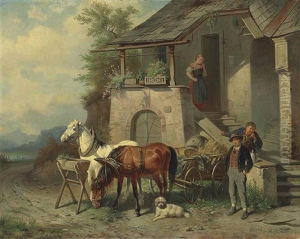 Taking Refreshment Oil Painting by Adolph van der Venne