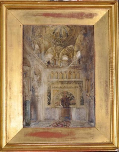 The Mihrab In The Mosque, Cordova Oil Painting by Henry Charles Brewer