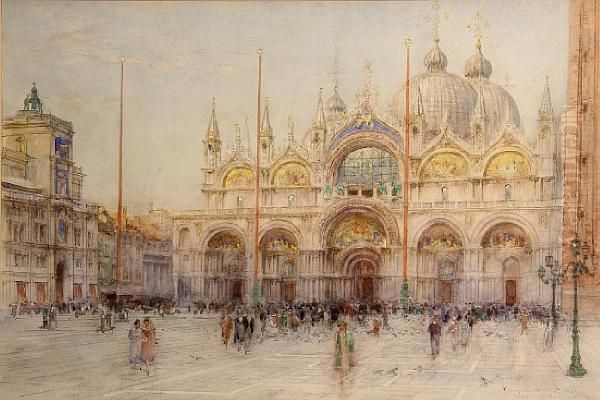 A View Of St. Mark's Square, Venice Oil Painting by Henry Charles Brewer