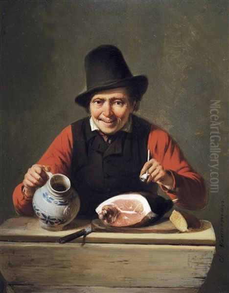 Le Gourmet Oil Painting by Charles (Karel Ferdinand) Venneman