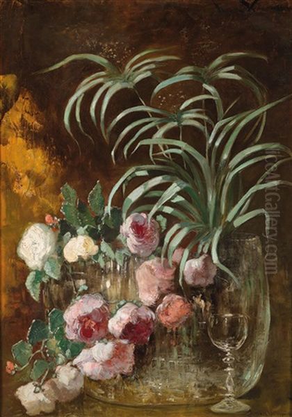 Stillleben Mit Rosen Oil Painting by Rosa Venneman