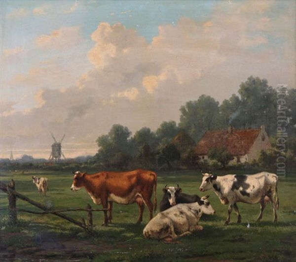 Vaches Au Pre Oil Painting by Rosa Venneman