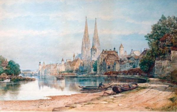 View Of Ratisbon Cathedral Oil Painting by Henry William Brewer