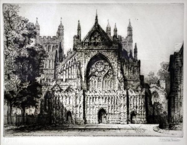 Exeter Cathedral Oil Painting by James Alphege Brewer