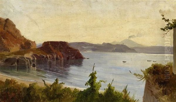 Bucht An Der Amalfikuste. Studie Oil Painting by Albert Venus