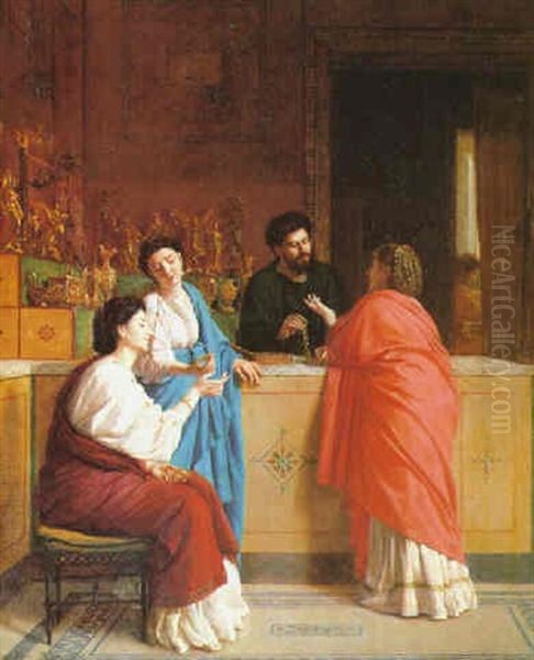 Una Tienda De Joyas En Pompeya Oil Painting by Alejo de Vera