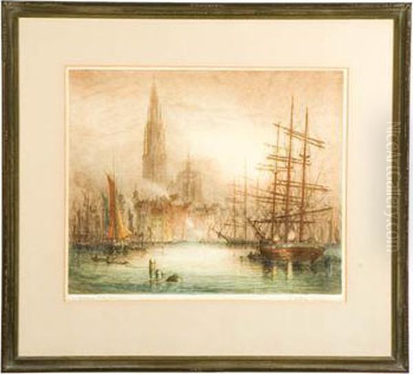 Antwerp Oil Painting by James Alphege Brewer