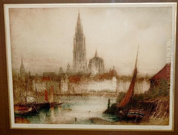 Antwerp Oil Painting by James Alphege Brewer