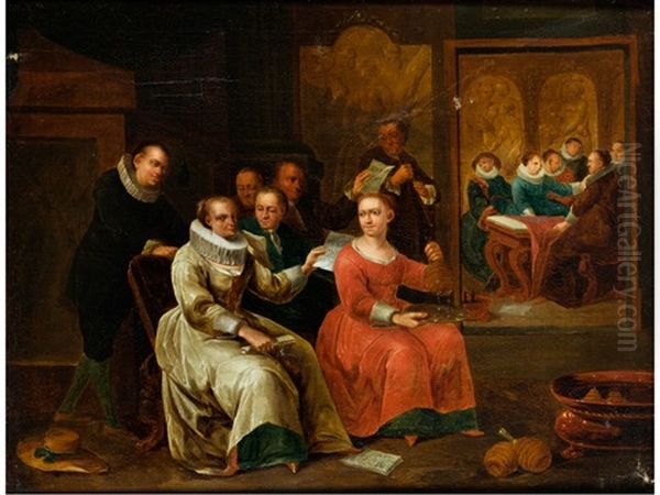 Musikalische Gesellschaft Oil Painting by Francois Xavier Henri Verbeeck