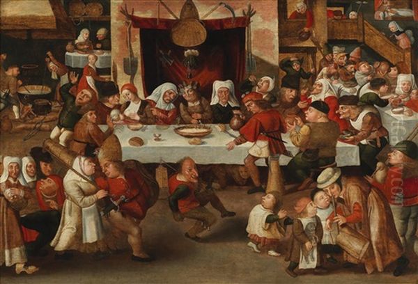 A Peasant Wedding Oil Painting by Frans Verbeeck