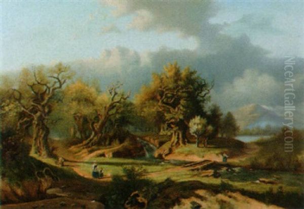 Sonnige Landschaft Mit Staffagefigren Oil Painting by Henry David Verbeeck