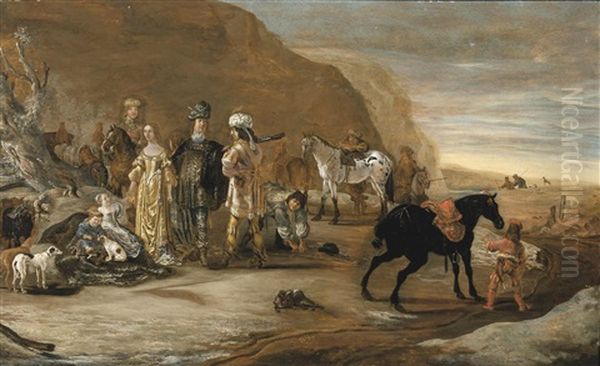 An Oriental Family And Their Company At Rest by Pieter Cornelius Verbeeck