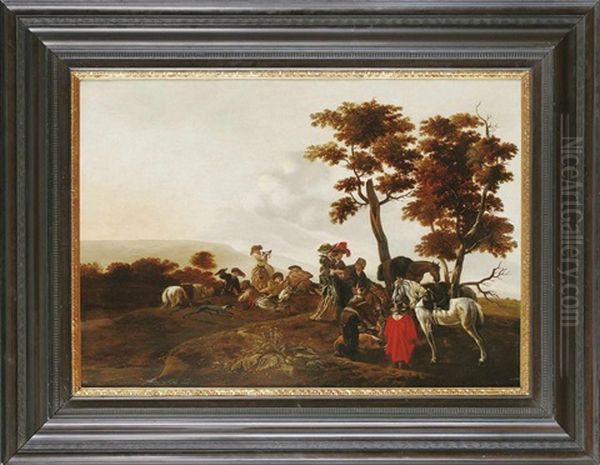 Eine Jagdgesellschaft Oil Painting by Pieter Cornelius Verbeeck