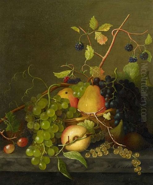 Stillleben Mit Birnen, Weintrauben Und Brombeeren Oil Painting by Willem Verbeet