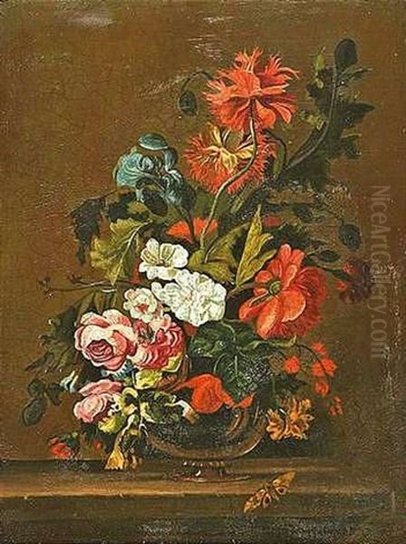 In Einer Schale Arrangiertes Blumenstilleben Oil Painting by Willem Verbeet