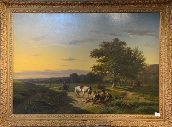 Paysage Champetre Oil Painting by Louis-Pierre Verwee and Eugene Joseph Verboeckhoven