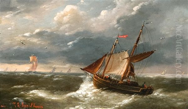 Marine Oil Painting by Louis Verboeckhoven the Younger